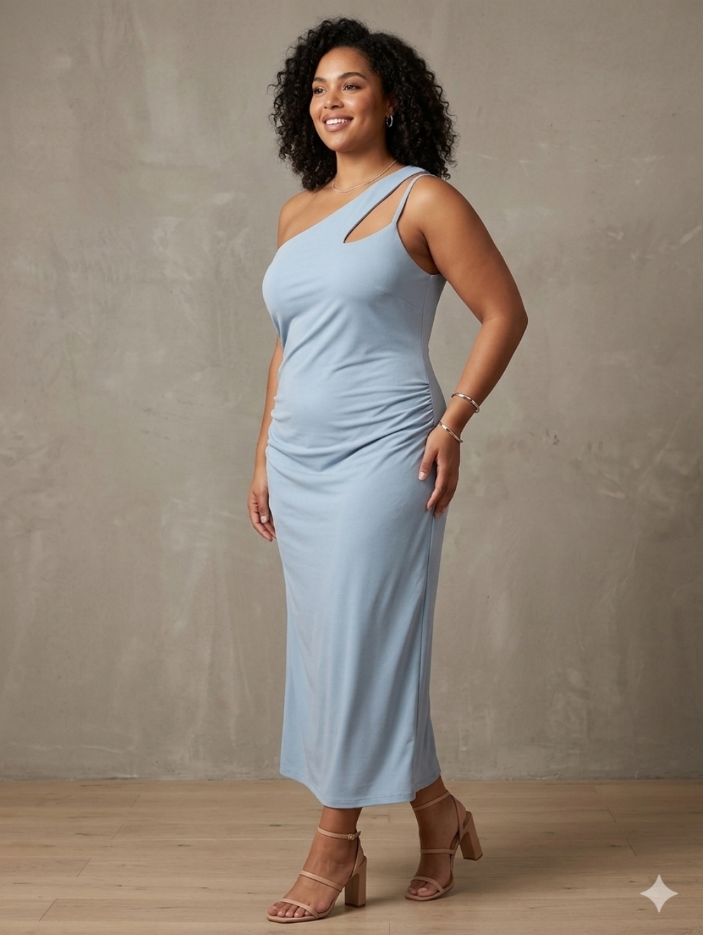 NWT Women Grace Karin Light Blue One Shoulder Midi Dress Party Wedding Sz XLG
